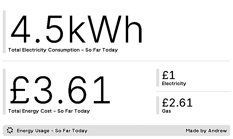 Screenshot of my Ambient Octopus Energy TRMNL Display